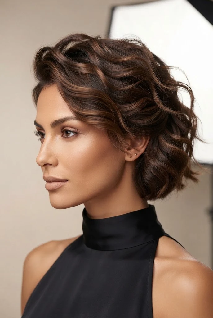 Romantic Softly Pushed-Back Waves — peinados elegantes para pelo corto style outfit