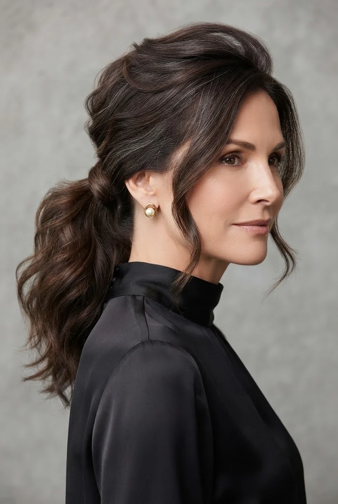 Textured Low Ponytail with Volume — peinados elegantes para seÃ±oras style outfit