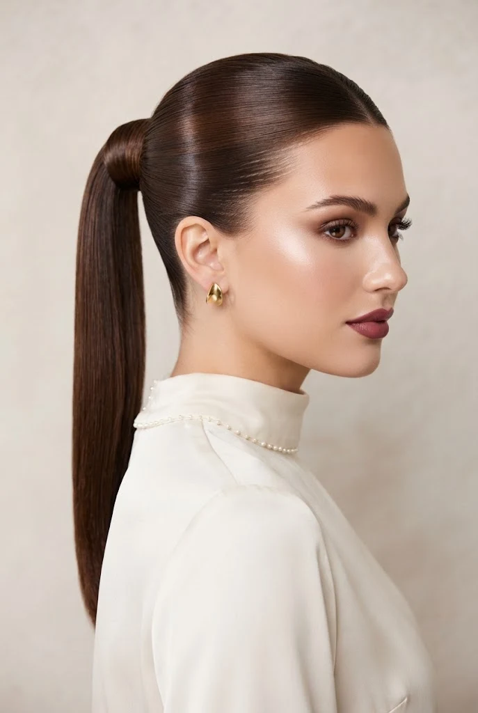 The Glass-Finish Sleek High Ponytail — peinados elegantes para xv style outfit