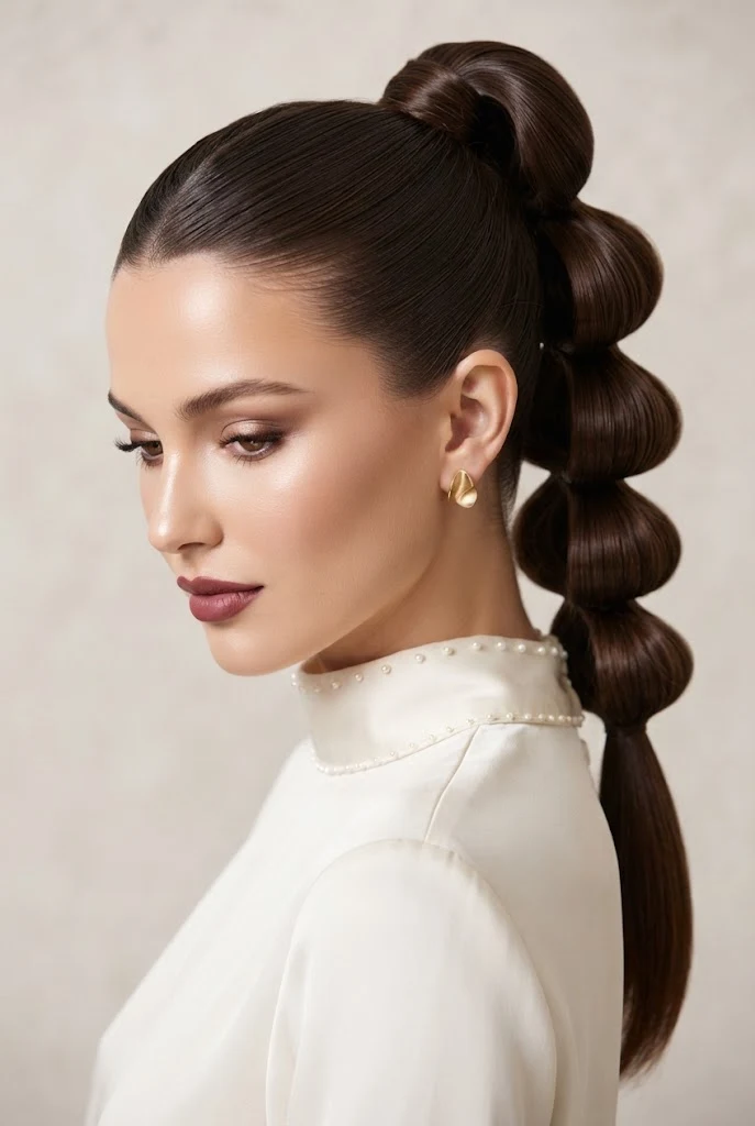 High Ponytail with Hidden Elastics and Inverted Loops — peinados elegantes para xv style outfit