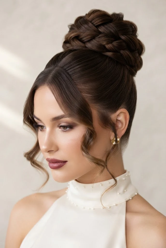Ultra-High Updo with Soft Face-Framing Curls — peinados elegantes para xv style outfit