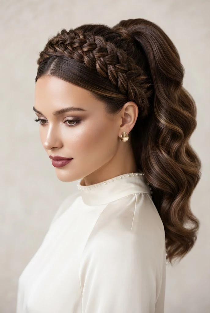 Braided Crown Transitioning to High Tail — peinados elegantes para xv style outfit