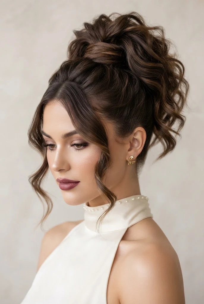 Textured Messy-Chic High Tail with Face-Framing Tendrils — peinados elegantes para xv style outfit