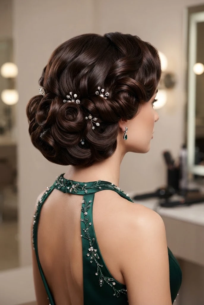 Braided Side-Sweep Curl Crown — peinados elegantes rizos style outfit