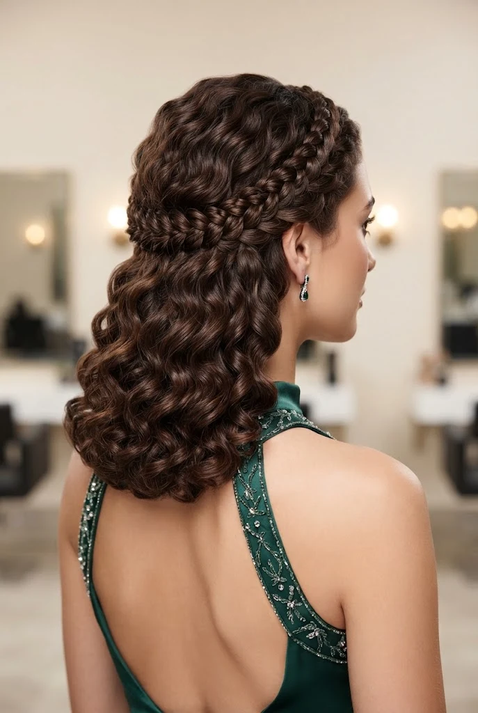 Micro-Braided Crown Twist — peinados elegantes rizos style outfit