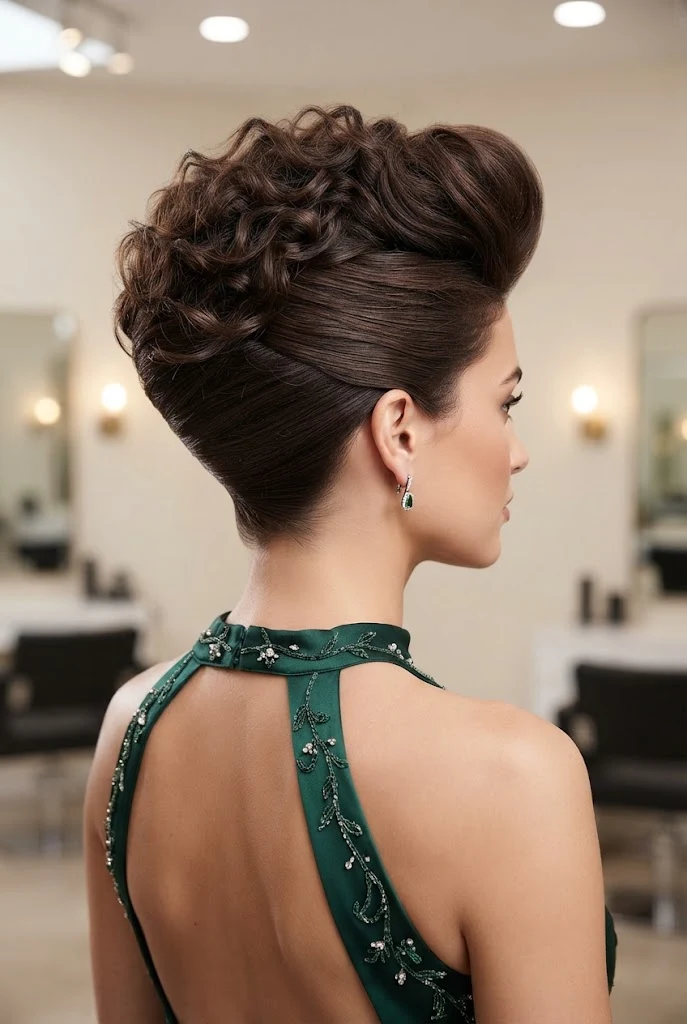 Textured Up-Swept Curl Pomp — peinados elegantes rizos style outfit