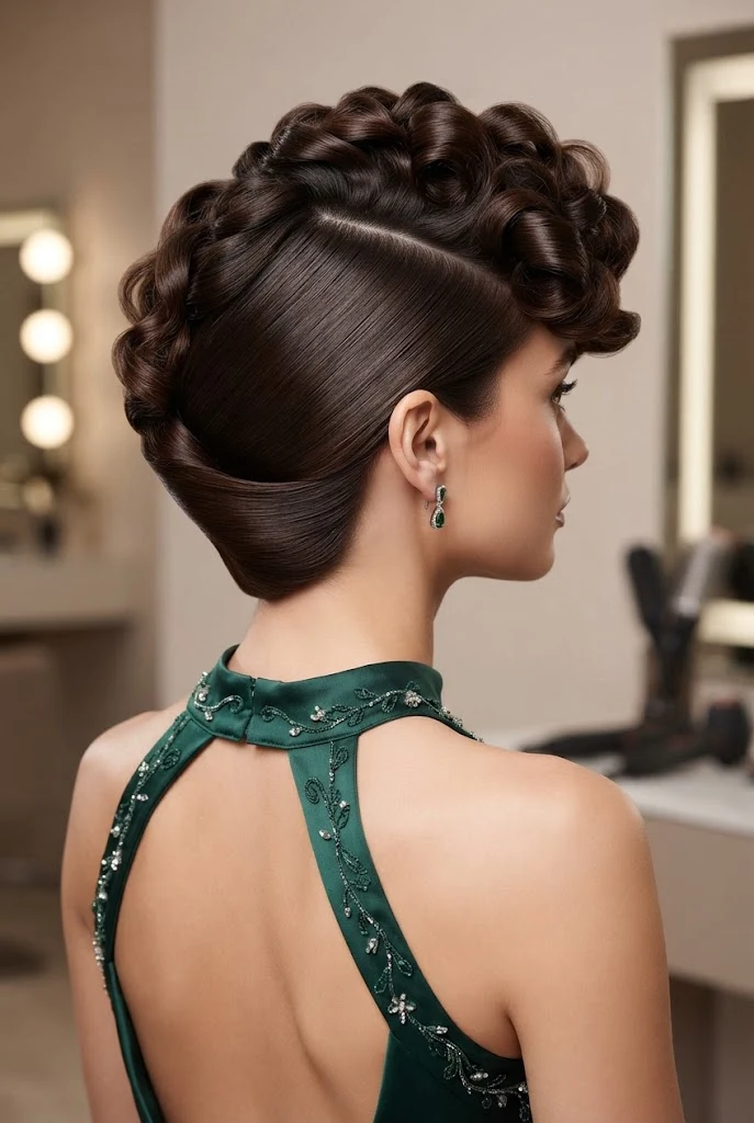 Architectural Asymmetrical Curl Tuck — peinados elegantes rizos style outfit