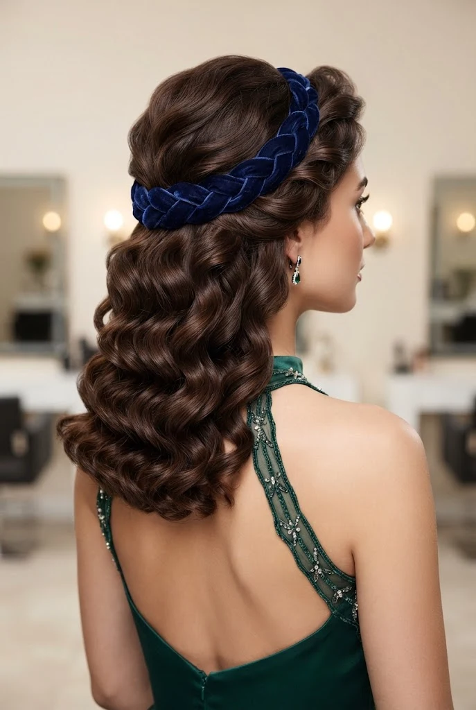 Velvet Ribbon Curl Half-Crown — peinados elegantes rizos style outfit