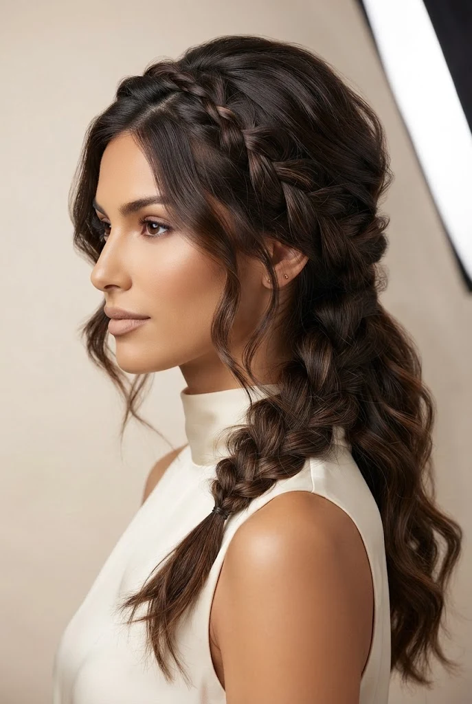 Low Side Braid Semirecogidos — peinados elegantes semirecogidos style outfit