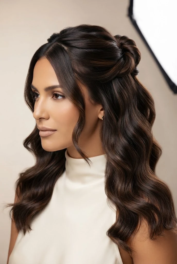 The Effortless Twist-Through Half-Up — peinados elegantes semirecogidos style outfit