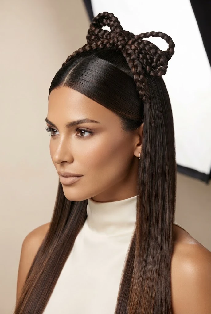 Half-Up Braided Bow for Special Days — peinados elegantes semirecogidos style outfit