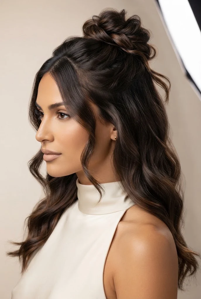 Messy Twisted Top Knot Half-Up — peinados elegantes semirecogidos style outfit