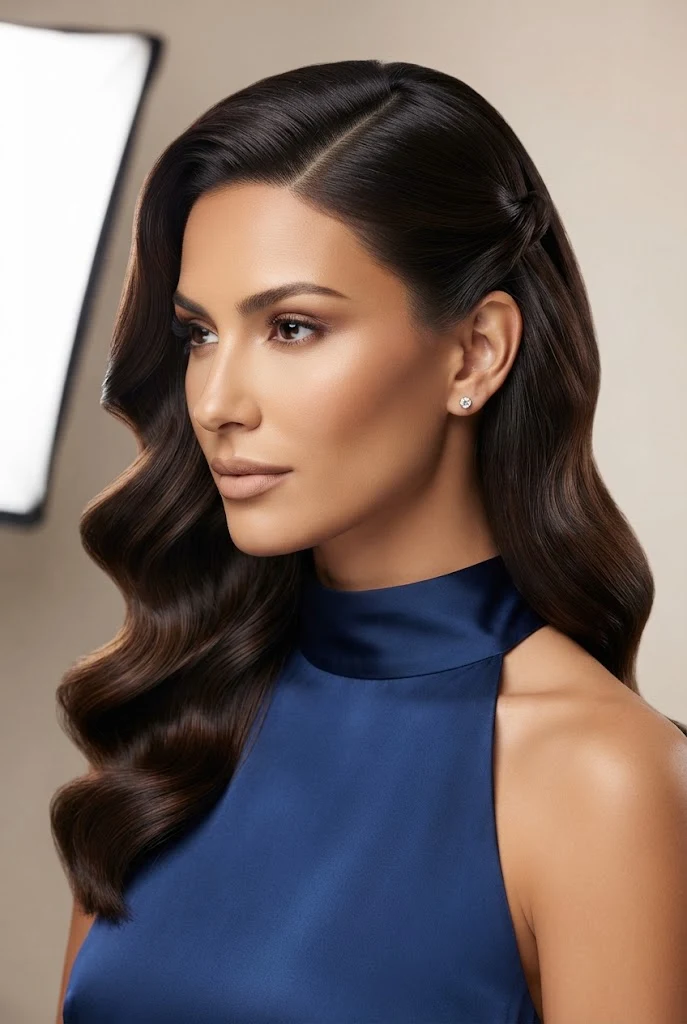 Side-Swept Hollywood Waves Semirecogidos — peinados elegantes semirecogidos style outfit