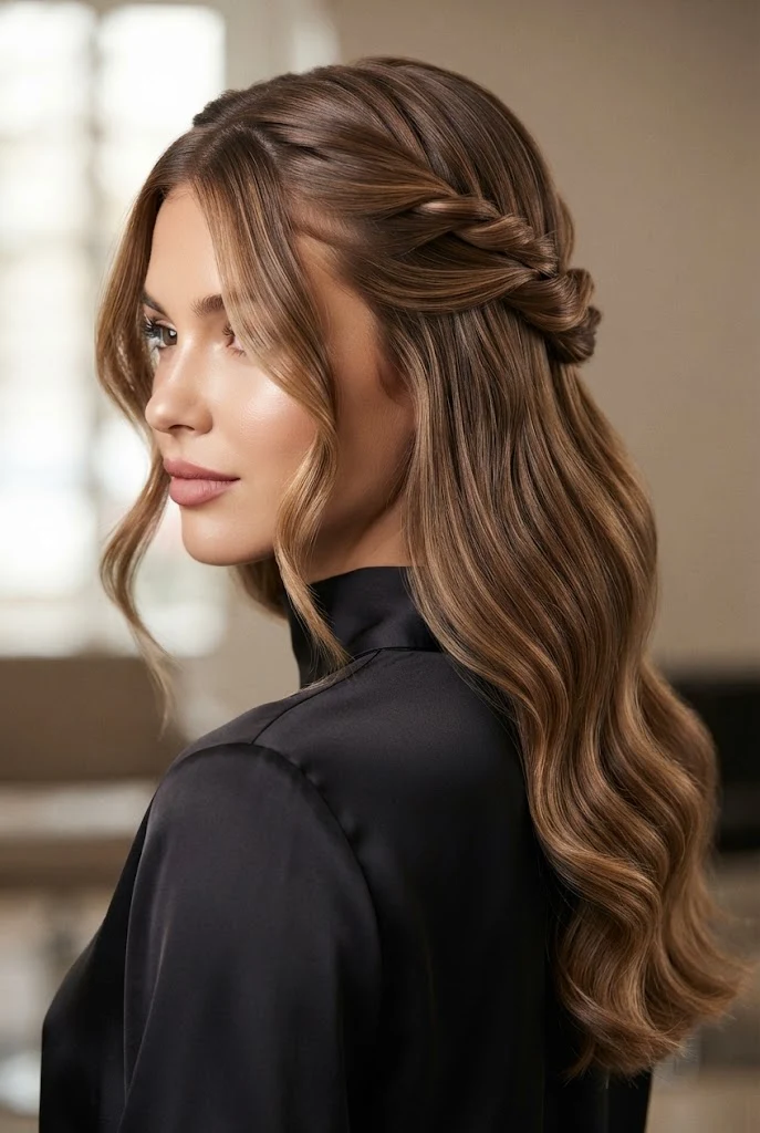 The Chic Double-Twist Half-Flow — peinados elegantes sueltos de noche style outfit