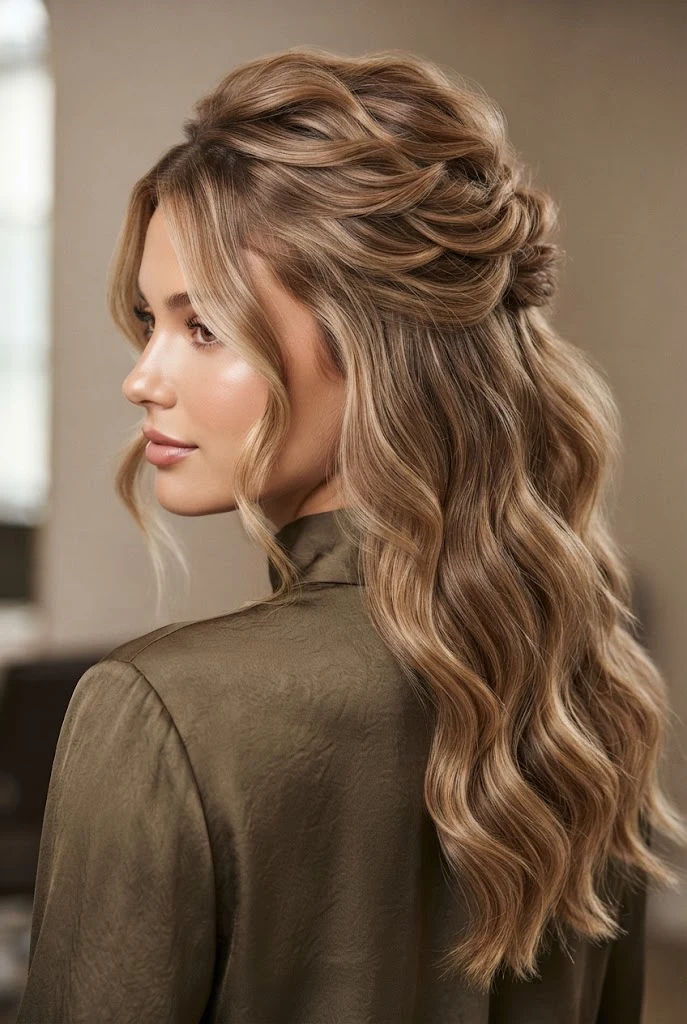 The Tousled Boho Glamour Half-Flow — peinados elegantes sueltos de noche style outfit