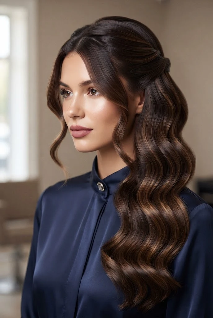 The Side-Swept Cascading Waterfall — peinados elegantes sueltos de noche style outfit