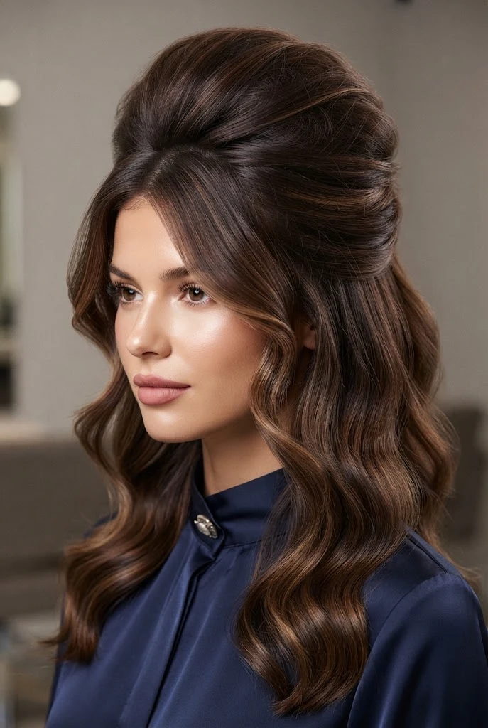 The Voluminous Retro Glamour Pomp — peinados elegantes sueltos de noche style outfit