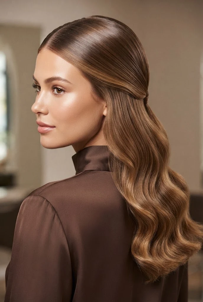 The Sleek-Root Soft-Wave Contrast — peinados elegantes sueltos de noche style outfit