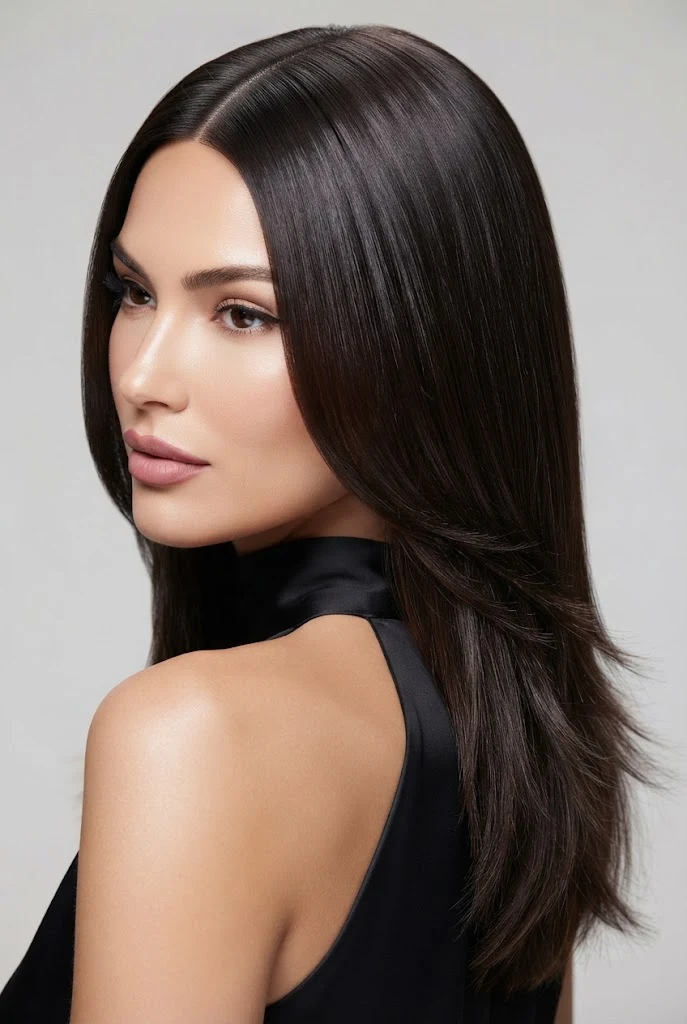 Texturized Sleek Layers with Feathered Ends — peinados elegantes sueltos lacio style outfit