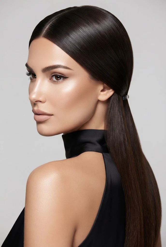Minimalist Sleek with Hidden Elastic Trick — peinados elegantes sueltos lacio style outfit