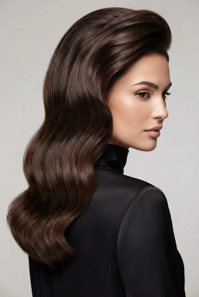 Volumetric Crown Lift with Cascading Waves — peinados elegantes sueltos lacio style outfit