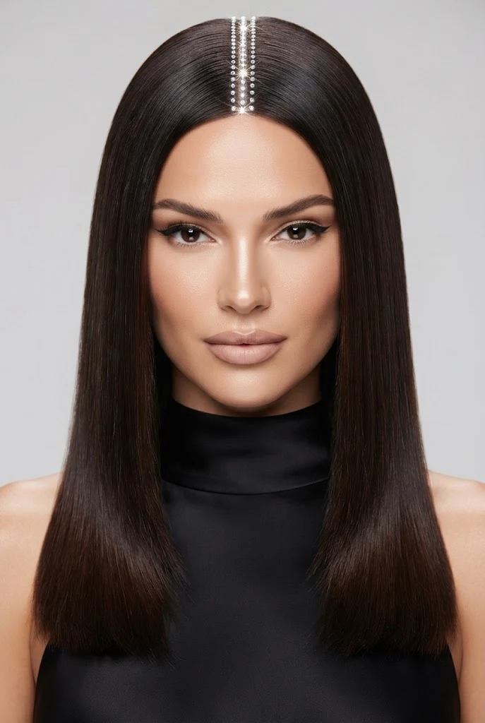 Micro-Crystal Part Line Enhancement — peinados elegantes sueltos lacio style outfit
