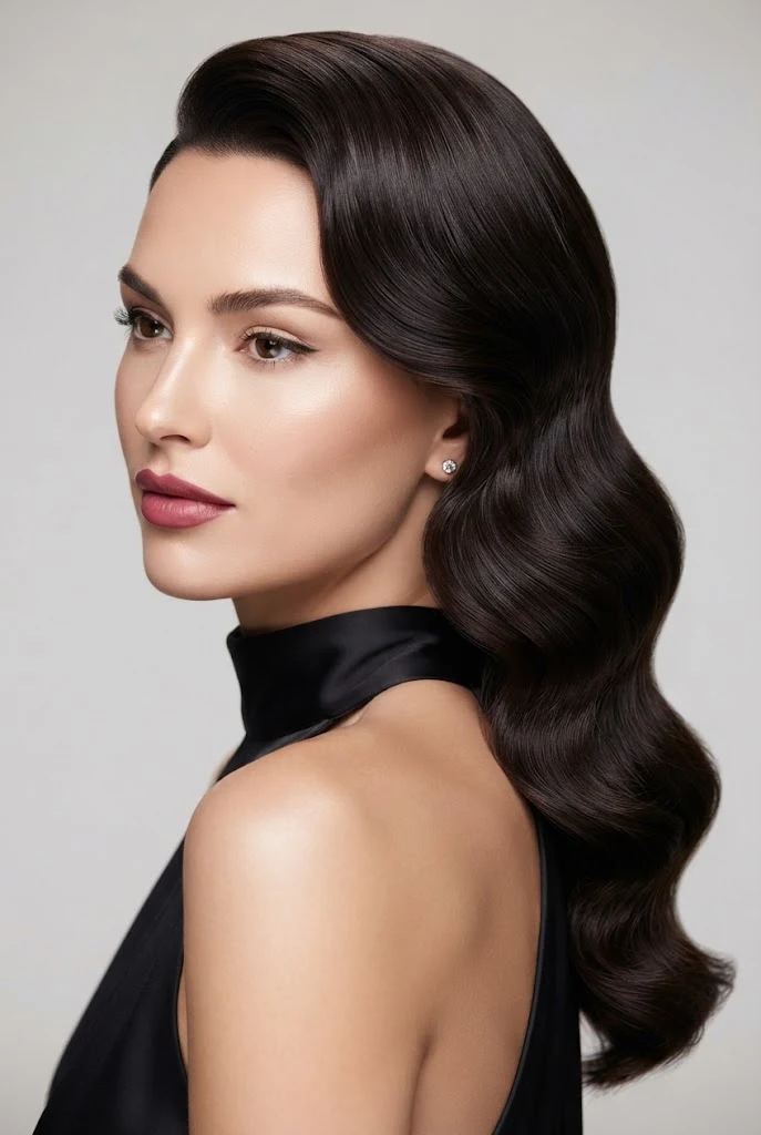 Pinned-Back Side Wave for Dinners — peinados elegantes sueltos ondas style outfit