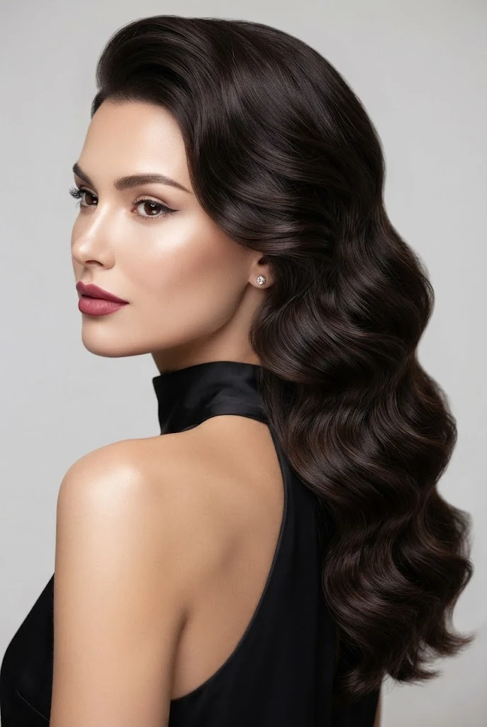 Cascading Waterfall Waves for Galas — peinados elegantes sueltos ondas style outfit