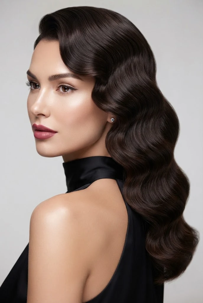 Voluminous Retro Waves for Evening — peinados elegantes sueltos ondas style outfit