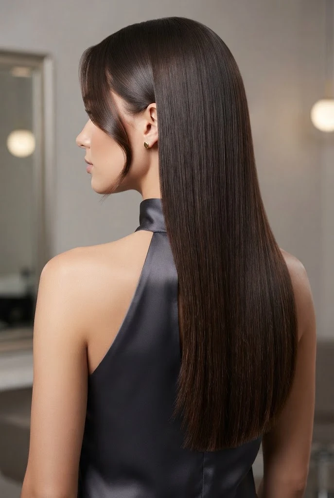 Sleek Glass-Finish Flowing Tresses — peinados elegantes sueltos style outfit