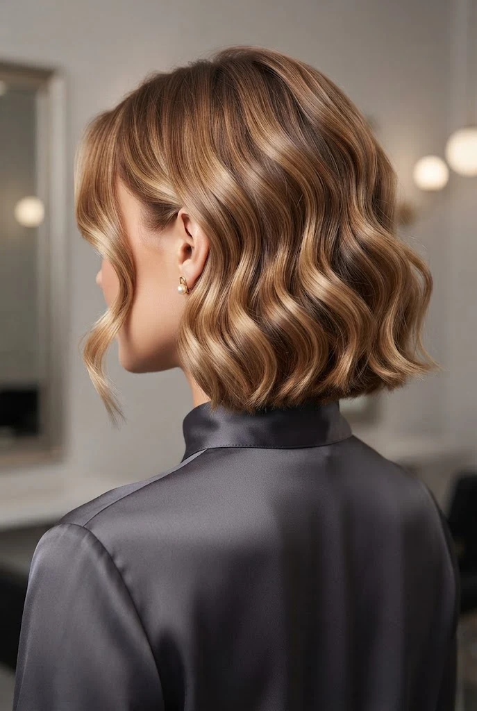 Short Bob Soft Waves for Graduations — peinados elegantes sueltos style outfit