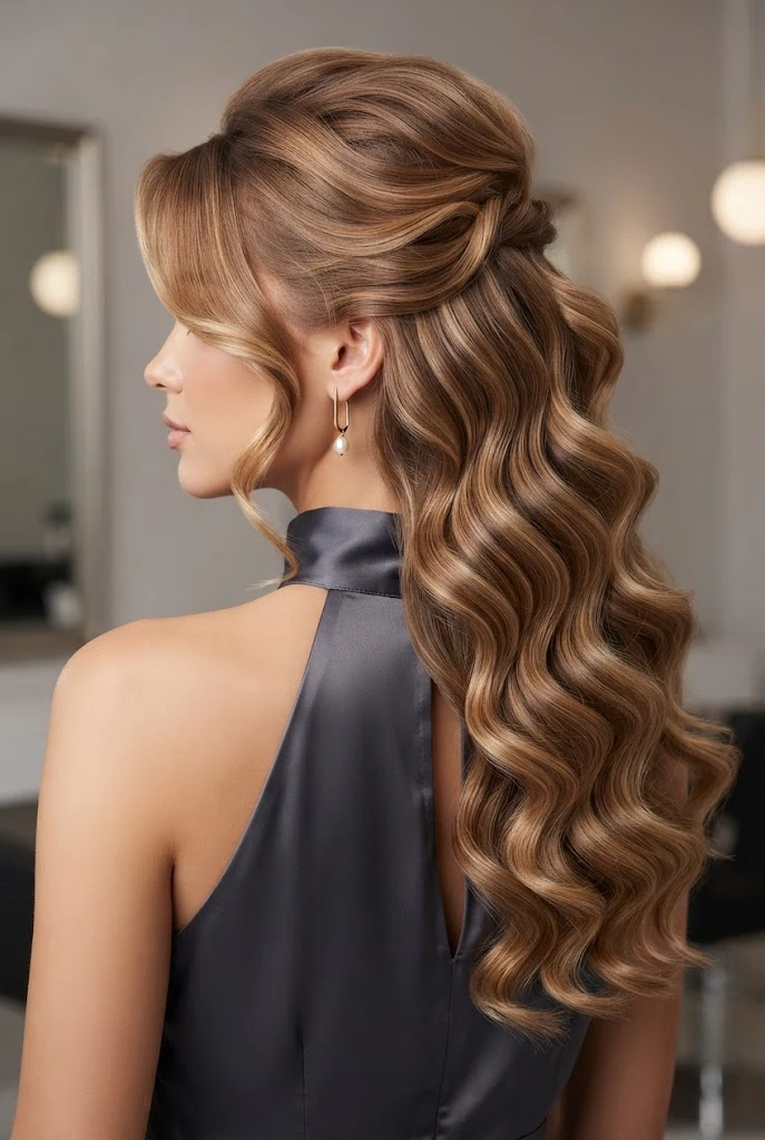Party-Ready Voluminous Down-Do — peinados elegantes sueltos style outfit