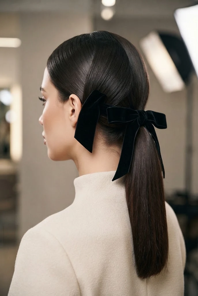 The Velvet Ribbon Low Ponytail — peinados elegantes y faciles style outfit