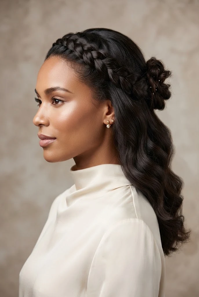 The Braided Crown Half-Up Knot — peinados elegantes y faciles style outfit