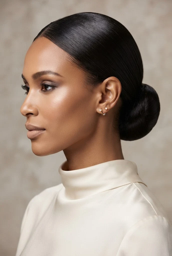 The Structured Sleek Low Chignon — peinados elegantes y faciles style outfit