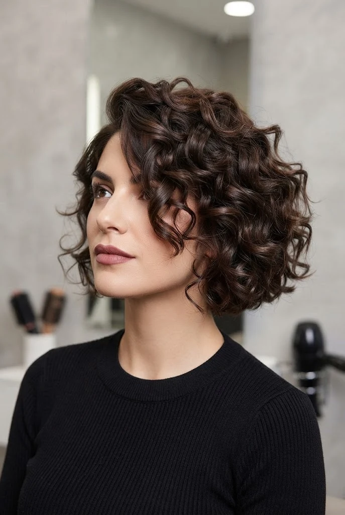 Voluminous Side-Parted Curls — peinados fáciles para cabello corto style outfit