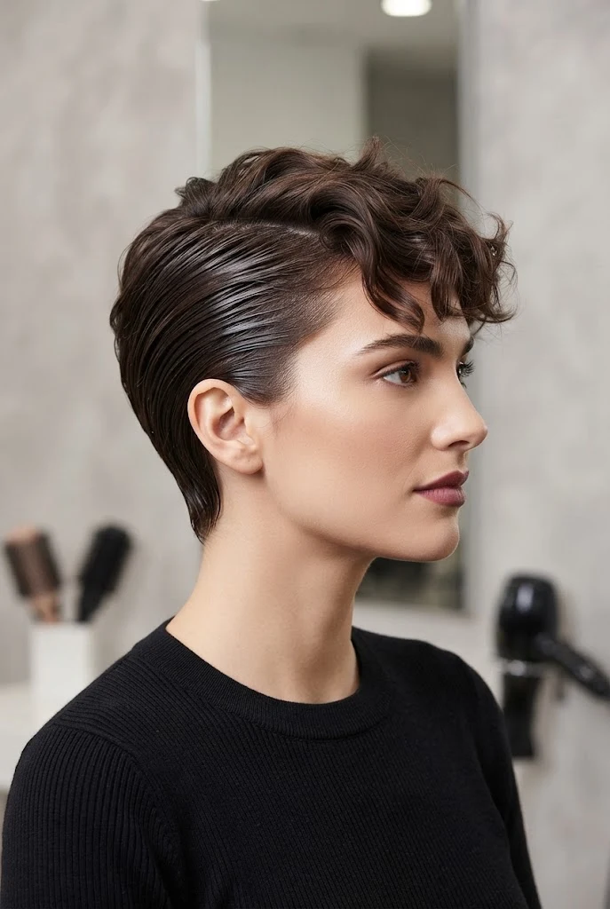 Patted-Down Slicked Sides with Texture — peinados fáciles para cabello corto style outfit