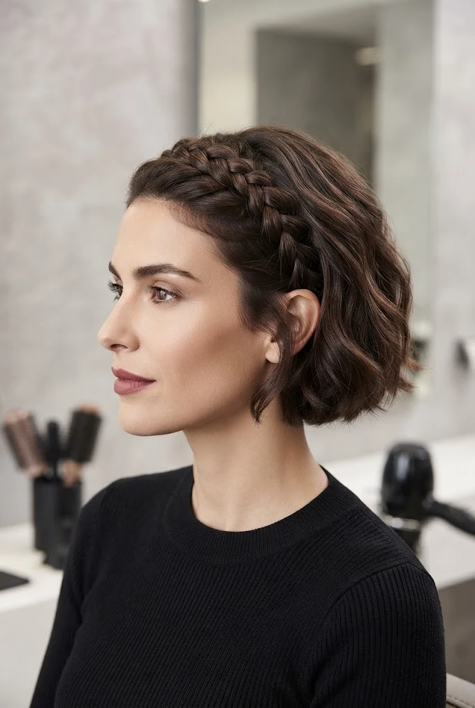 Crown Braid Headband Illusion — peinados fáciles para cabello corto style outfit