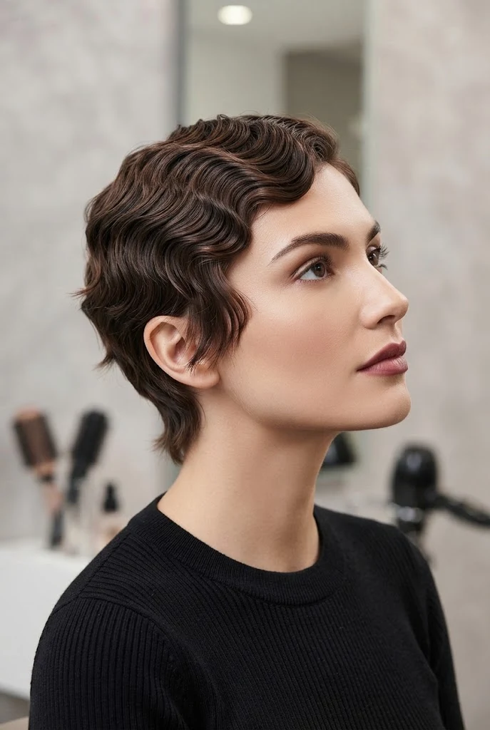 Textured Pixie Finger Waves — peinados fáciles para cabello corto style outfit