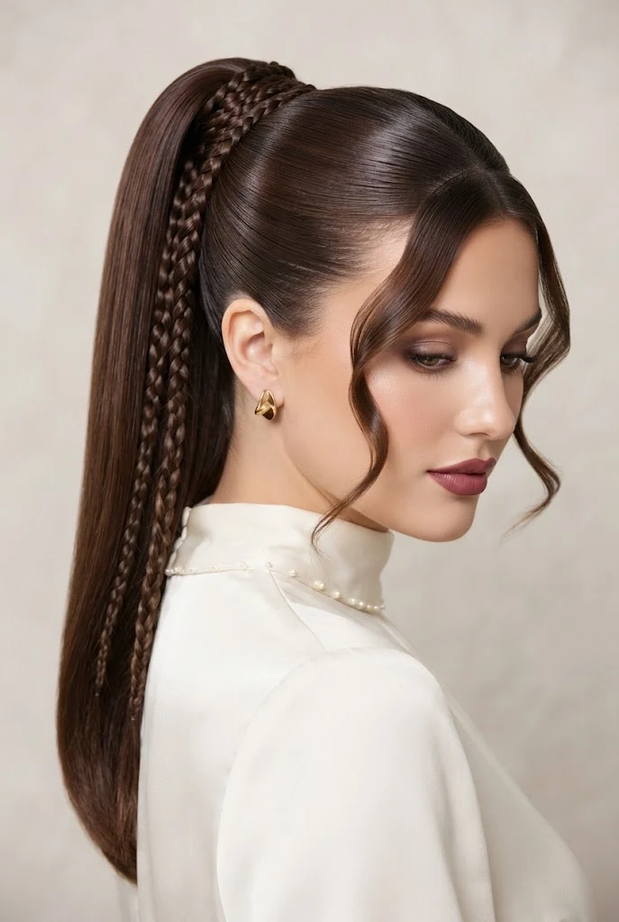 High Ponytail with Micro-Braided Accent Strands — peinados juveniles elegantes style outfit
