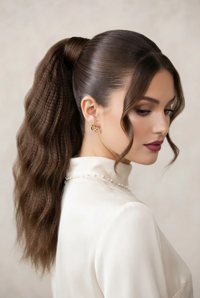 High Tail with Softly Crimped Texture — peinados juveniles elegantes style outfit