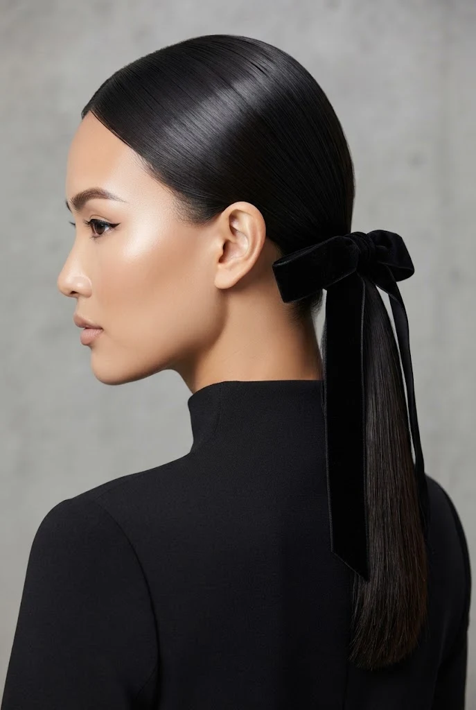 The Velvet Ribbon Finish — peinados lacios elegantes style outfit