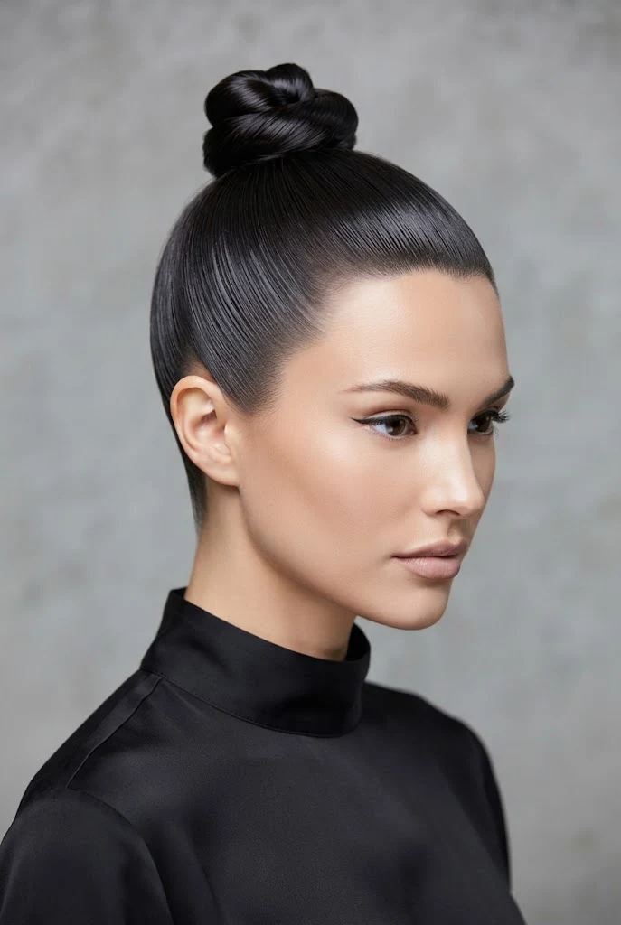 The Ultra-Flat Topknot — peinados lacios elegantes style outfit