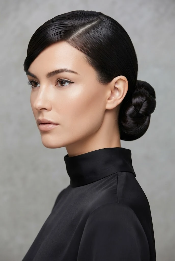 The Polished Side-Parted Low Chignon — peinados lacios elegantes style outfit