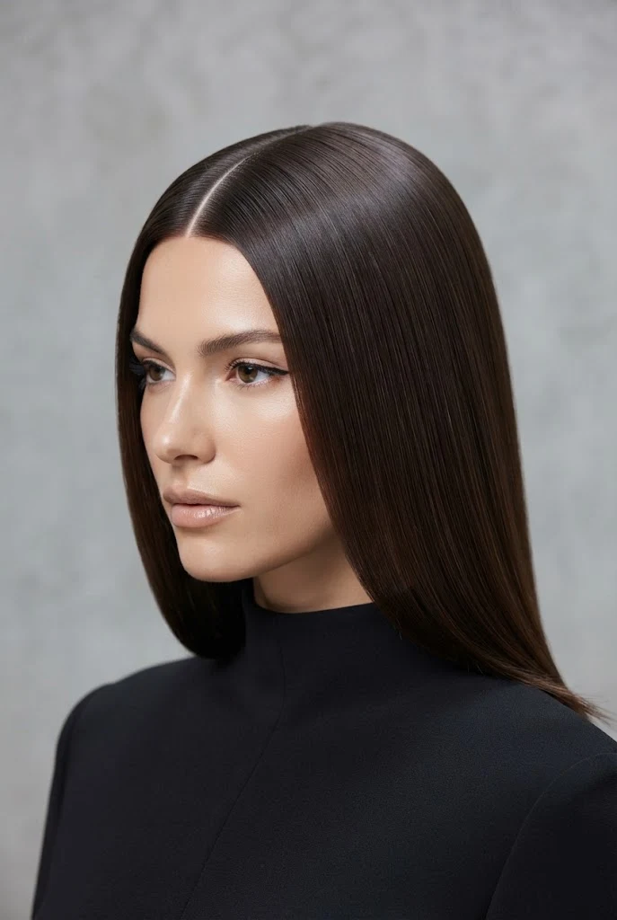 Ultra-Straight Center Parting — peinados lacios elegantes style outfit