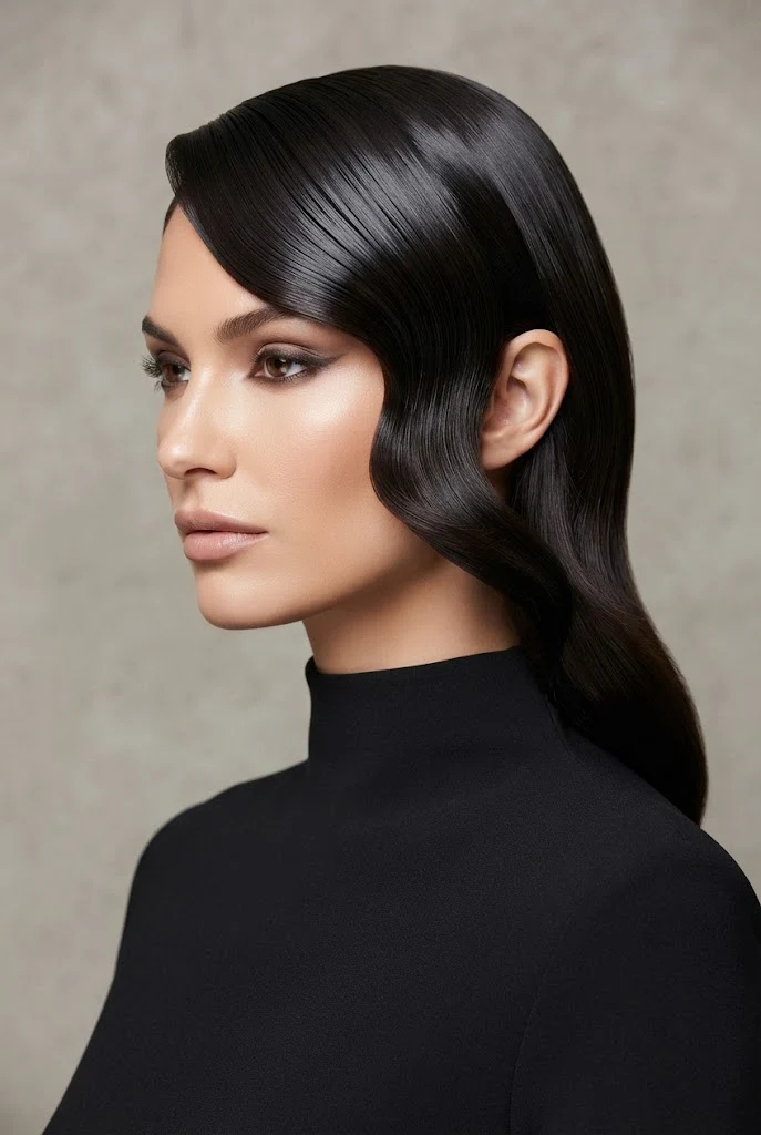 The Sleek Side-Swept Glass Wave — peinados lacios elegantes style outfit
