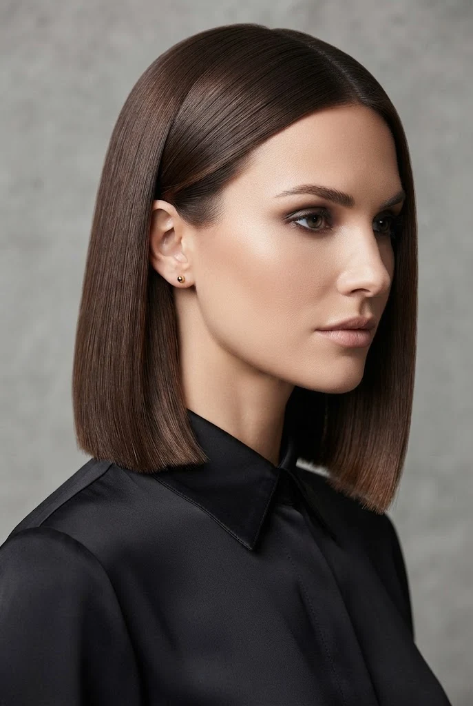 Polished Pin-Straight Lob — peinados lacios elegantes style outfit