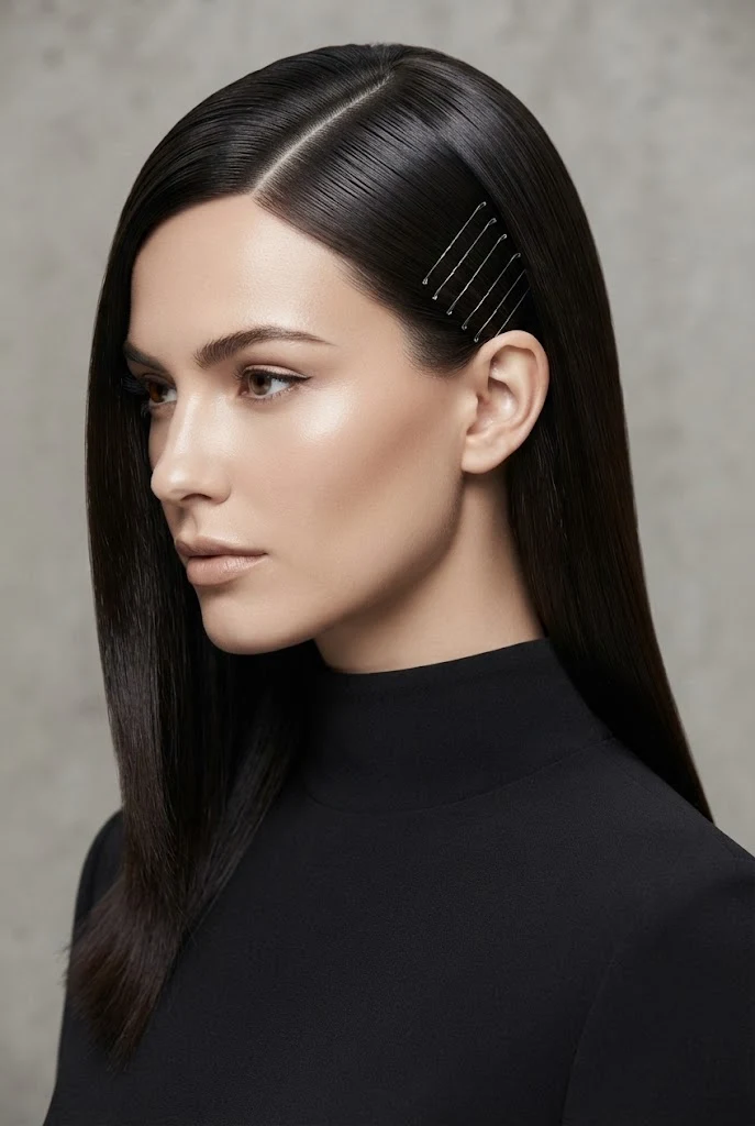 Micro-Pinned Ear Tuck — peinados lacios elegantes style outfit