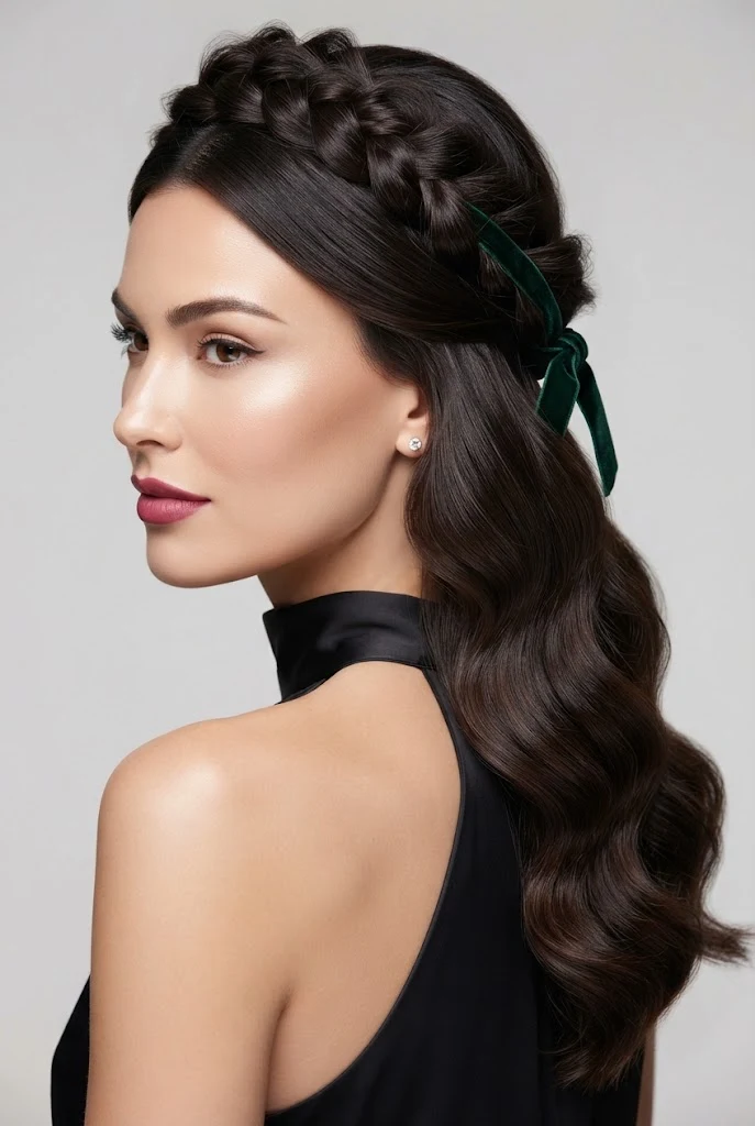 The Classic Velvet-Wrapped Crown — peinados media cola elegantes style outfit