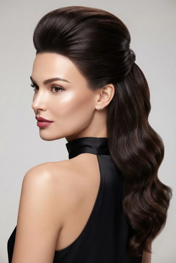 Glamorous Up-Swept Pomp Half-Up — peinados media cola elegantes style outfit